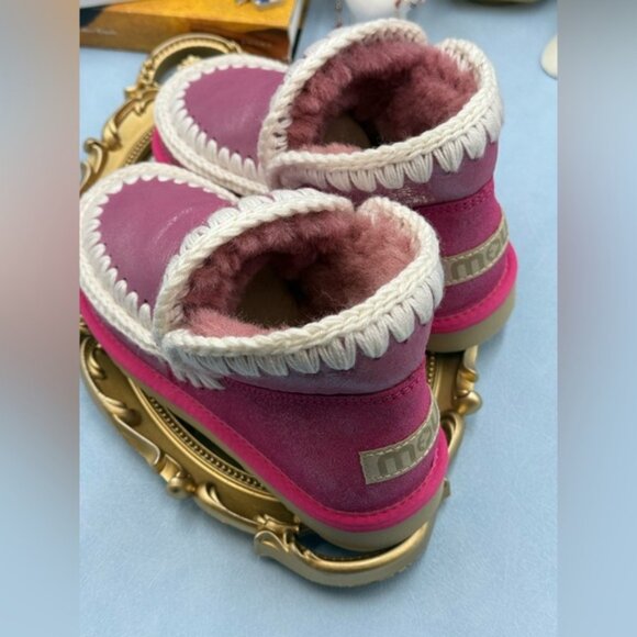 🆕 MOU 🧿 NWOT WOB Metallic & Glitter Pink Eskimo Ankle Boot, Sz EU 37 - Picture 8 of 13